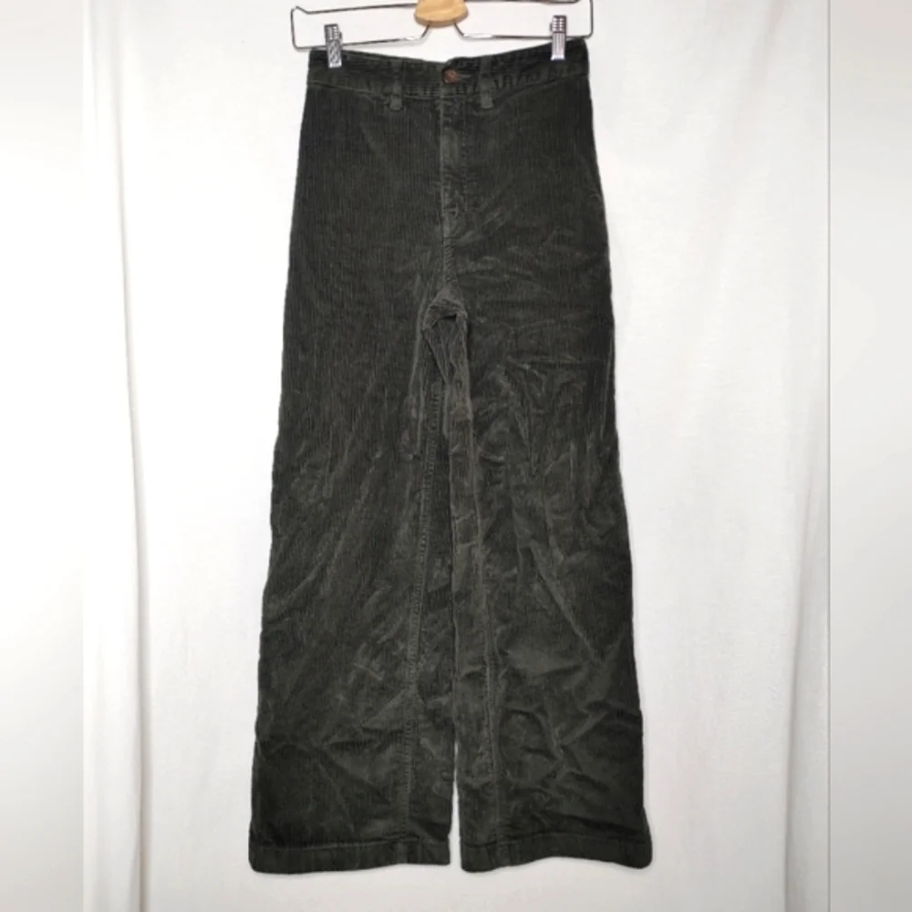 Aritzia Wilfred Free Corduroy Pants Wide Leg High‎ Rise Ankle Olive Green Size 2 - Picture 2 of 10